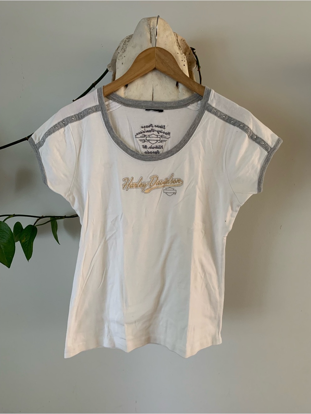 Harley-Davidson Women's White & Gray Logo Tee